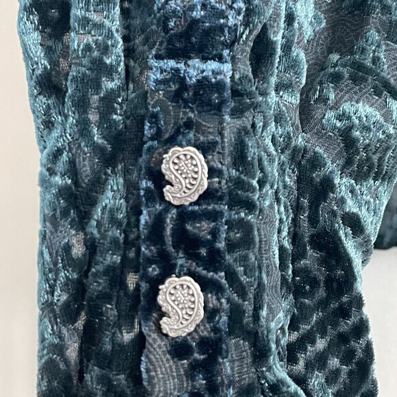 Coldwater Creek Womens Petite Large Paisley Crushed Velvet Button Up Blouse - Picture 8 of 10